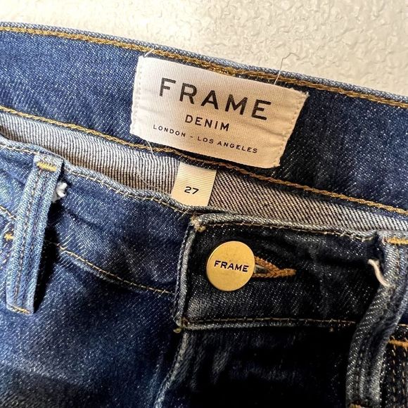 FRAME Denim Le High Straight Asymmetric Hem Jeans in Kingsway Size 27 - Picture 4 of 8
